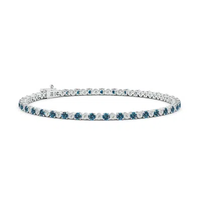 ANGARA ALTERNATING ENHANCED BLUE & WHITE DIAMOND TENNIS BRACELET