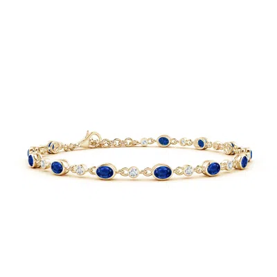 ANGARA ALTERNATING OVAL BLUE SAPPHIRE AND ROUND DIAMOND TENNIS BRACELET