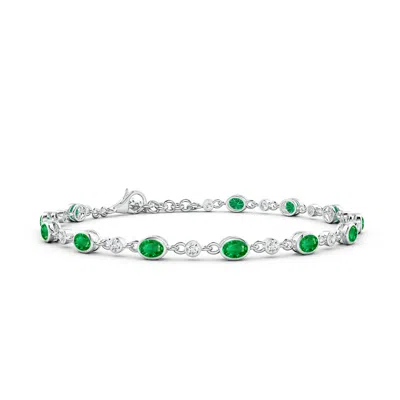 ANGARA ALTERNATING OVAL EMERALD AND ROUND DIAMOND TENNIS BRACELET