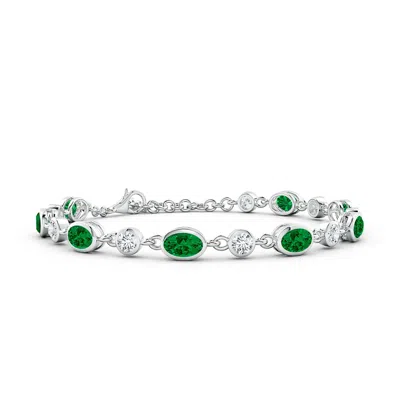 ANGARA ALTERNATING OVAL LAB-GROWN EMERALD AND ROUND DIAMOND TENNIS BRACELET