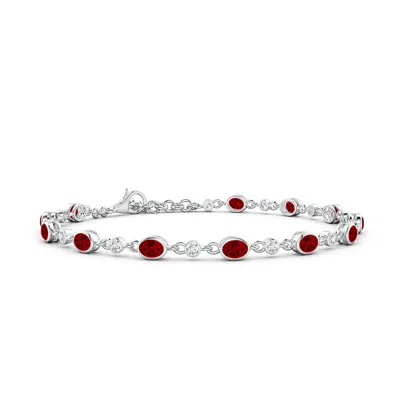 ANGARA ALTERNATING OVAL LAB-GROWN RUBY AND ROUND DIAMOND TENNIS BRACELET