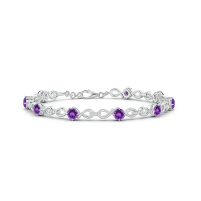 ANGARA AMETHYST AND DIAMOND INFINITY LINK BRACELET