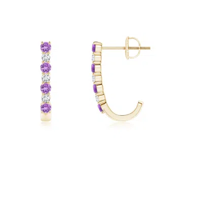 ANGARA AMETHYST AND DIAMOND J-HOOP EARRINGS