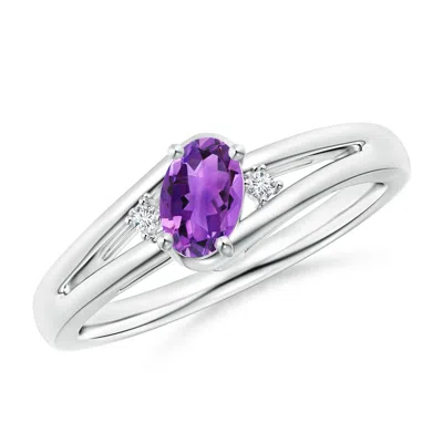 ANGARA AMETHYST AND DIAMOND SPLIT SHANK RING