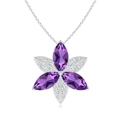 ANGARA AMETHYST AND DIAMOND TRILLIUM FLOWER PENDANT