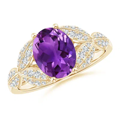 ANGARA AMETHYST AND DIAMOND TRILLIUM PETAL FLOWER RING