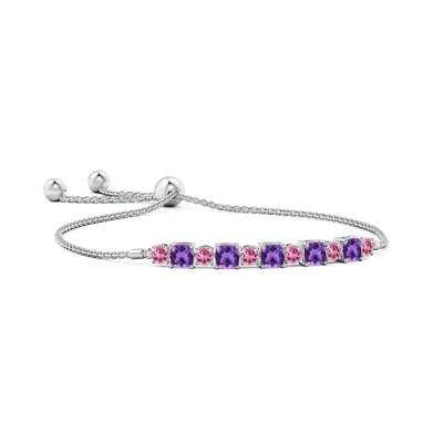 ANGARA AMETHYST AND PINK TOURMALINE BOLO BRACELET