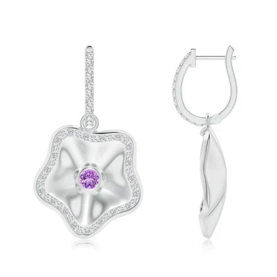 ANGARA AMETHYST AQUARIUS FLORAL DROP EARRINGS