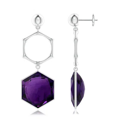ANGARA AMETHYST HEXAGON STONE EARRINGS