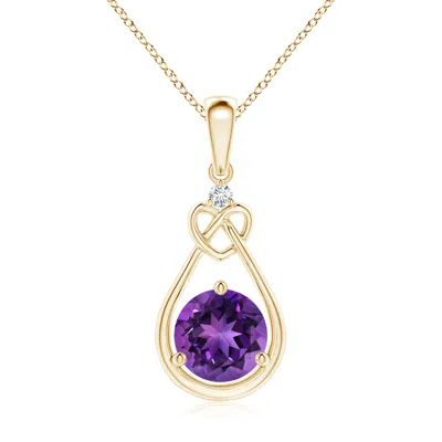 ANGARA AMETHYST KNOTTED HEART PENDANT WITH DIAMOND