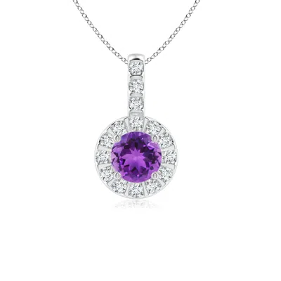 ANGARA AMETHYST PENDANT WITH BAR-SET DIAMOND HALO