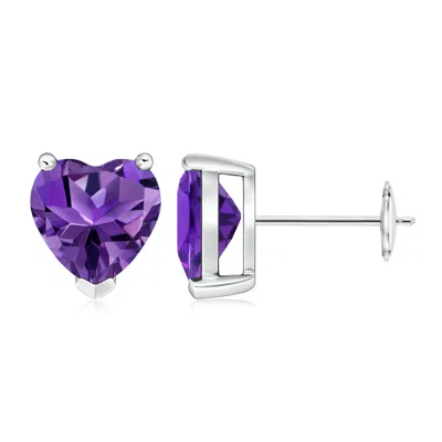 ANGARA AMETHYST SOLITAIRE HEART STUD EARRINGS