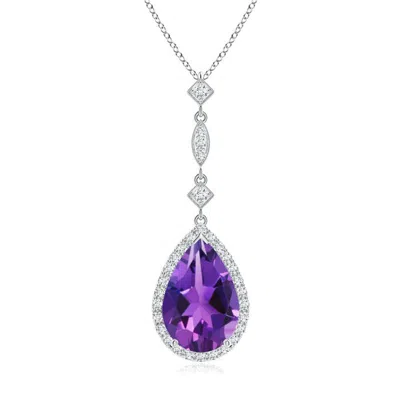 ANGARA AMETHYST TEARDROP PENDANT WITH DIAMOND ACCENTS