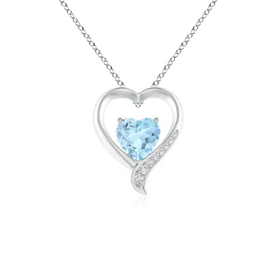 ANGARA AQUAMARINE AND DIAMOND OPEN HEART PENDANT
