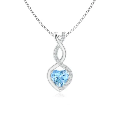ANGARA AQUAMARINE INFINITY HEART PENDANT WITH DIAMONDS