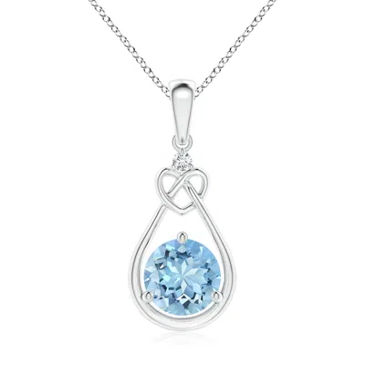 ANGARA AQUAMARINE KNOTTED HEART PENDANT WITH DIAMOND