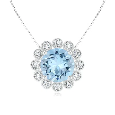 ANGARA AQUAMARINE PENDANT WITH BEZEL-SET DIAMOND HALO