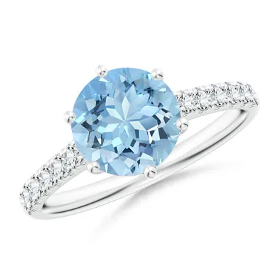 ANGARA AQUAMARINE SOLITAIRE ENGAGEMENT RING WITH DIAMOND ACCENTS