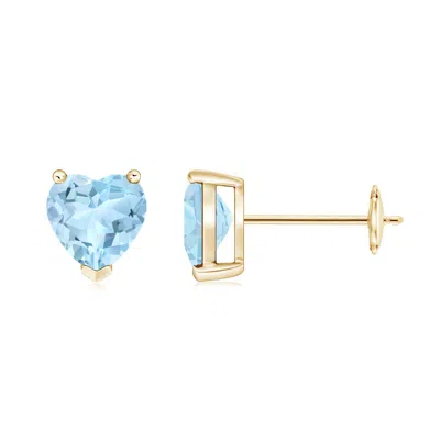 ANGARA AQUAMARINE SOLITAIRE HEART STUD EARRINGS