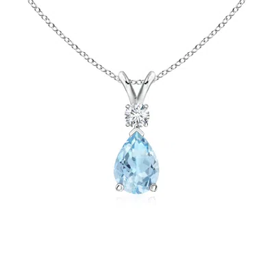 ANGARA AQUAMARINE TEARDROP PENDANT WITH DIAMOND