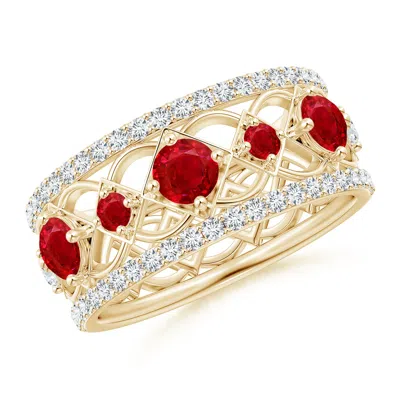 ANGARA ART DECO INSPIRED GRADUATED RUBY AND DIAMOND RING