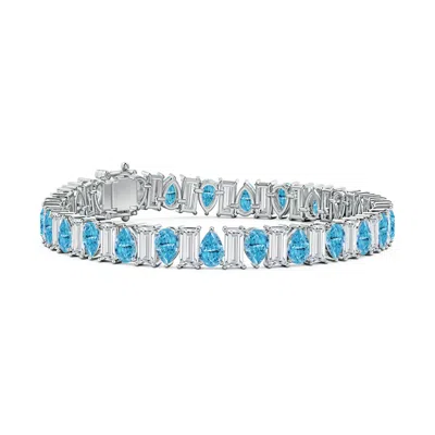 ANGARA AURORA ALTERNATING PEAR AND BAGUETTE LAB-GROWN FANCY INTENSE BLUE DIAMOND TENNIS BRACELET