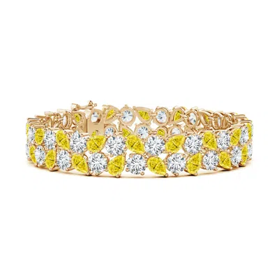 ANGARA AURORA LAB-GROWN FANCY INTENSE YELLOW AND WHITE DIAMOND LAYERED TENNIS BRACELET