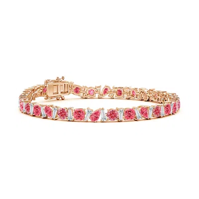 ANGARA AURORA MULTI-SHAPE LAB-GROWN FANCY INTENSE PINK AND WHITE DIAMOND TENNIS BRACELET