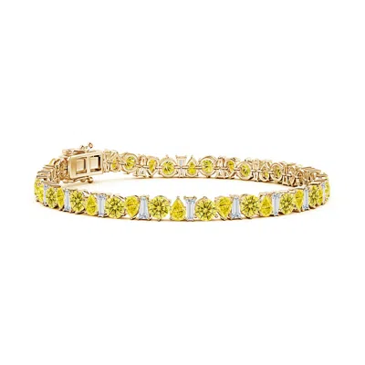 ANGARA AURORA MULTI-SHAPE LAB-GROWN FANCY INTENSE YELLOW AND WHITE DIAMOND TENNIS BRACELET