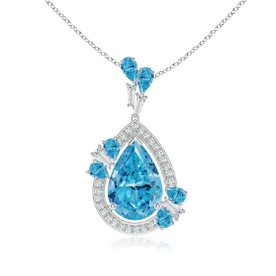 ANGARA AURORA PEAR LAB-GROWN FANCY INTENSE BLUE DIAMOND HALO DANGLE PENDANT