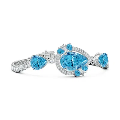 ANGARA AURORA PEAR LAB-GROWN FANCY INTENSE BLUE DIAMOND HALO STATEMENT TENNIS BRACELET