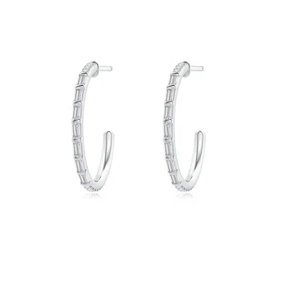ANGARA BAGUETTE & ROUND DIAMOND HOOP EARRINGS