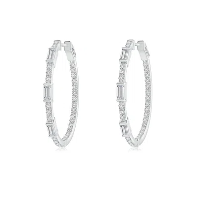 ANGARA BAR-SET BAGUETTE AND ROUND DIAMOND INSIDE OUT HOOP EARRINGS