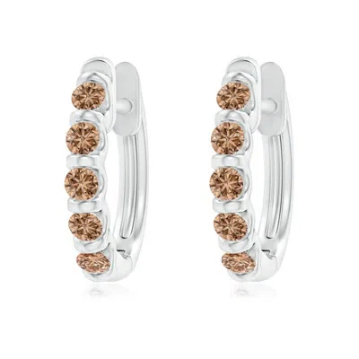 ANGARA BAR-SET BROWN DIAMOND HUGGIE HOOP EARRINGS