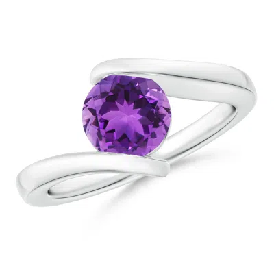 ANGARA BAR-SET SOLITAIRE ROUND AMETHYST BYPASS RING