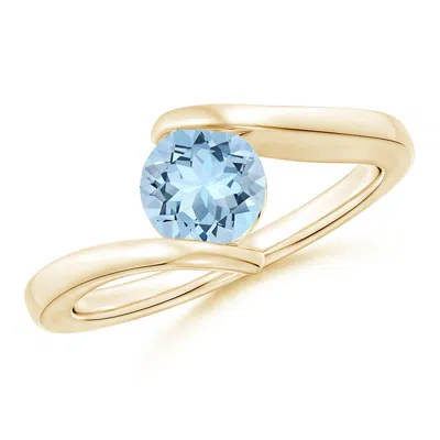ANGARA BAR-SET SOLITAIRE ROUND AQUAMARINE BYPASS RING