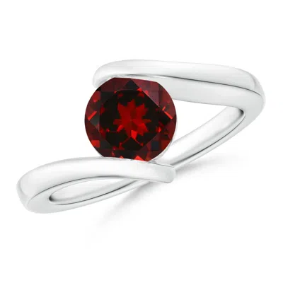 ANGARA BAR-SET SOLITAIRE ROUND GARNET BYPASS RING