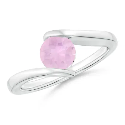 ANGARA BAR-SET SOLITAIRE ROUND ROSE QUARTZ BYPASS RING