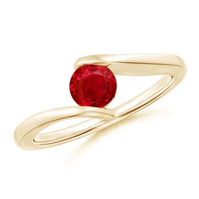 ANGARA BAR-SET SOLITAIRE ROUND RUBY BYPASS RING