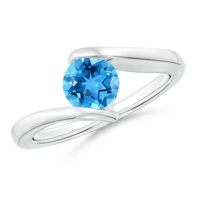 ANGARA BAR-SET SOLITAIRE ROUND SWISS BLUE TOPAZ BYPASS RING
