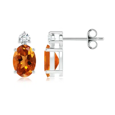 ANGARA BASKET-SET OVAL CITRINE STUD EARRINGS WITH DIAMOND