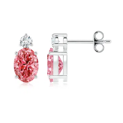 ANGARA BASKET-SET OVAL LAB-GROWN FANCY INTENSE PINK DIAMOND STUD EARRINGS