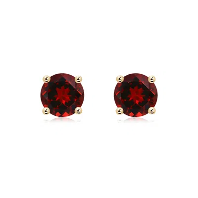 ANGARA BASKET-SET ROUND GARNET STUDS