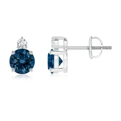 ANGARA BASKET-SET ROUND LONDON BLUE TOPAZ STUD EARRINGS