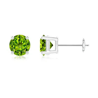 ANGARA BASKET-SET ROUND PERIDOT STUD EARRINGS