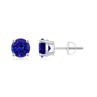 ANGARA BASKET-SET ROUND TANZANITE STUDS