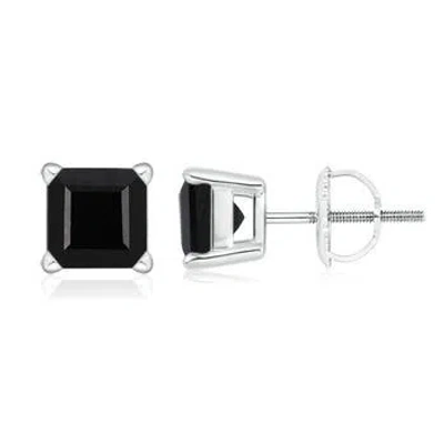 ANGARA BASKET-SET SQUARE BLACK ONYX STUD EARRINGS