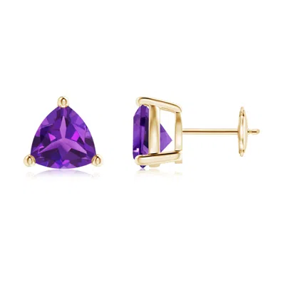 ANGARA BASKET-SET TRILLION AMETHYST STUD EARRINGS