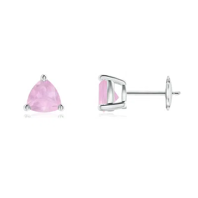 ANGARA BASKET-SET TRILLION ROSE QUARTZ STUD EARRINGS