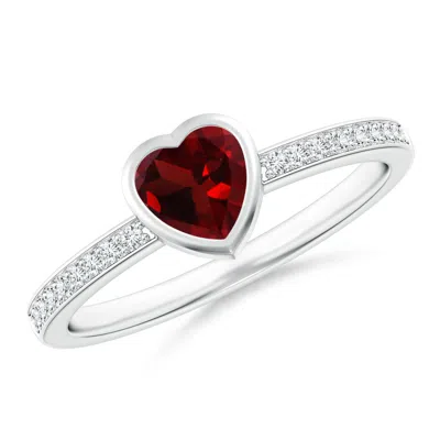 ANGARA BEZEL HEART GARNET PROMISE RING WITH DIAMOND ACCENTS